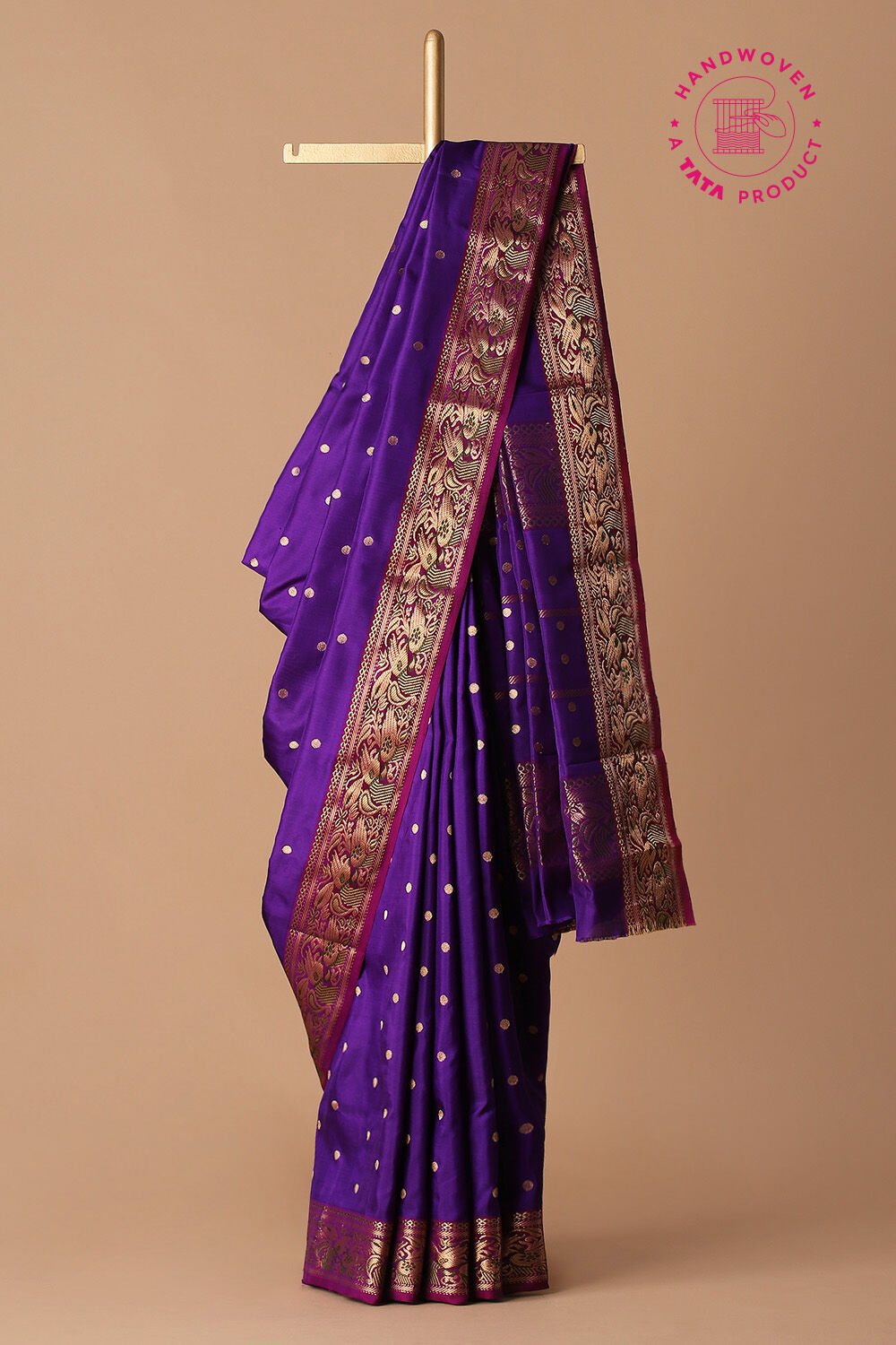 Purple Pure Silk Chanderi Saree image number null