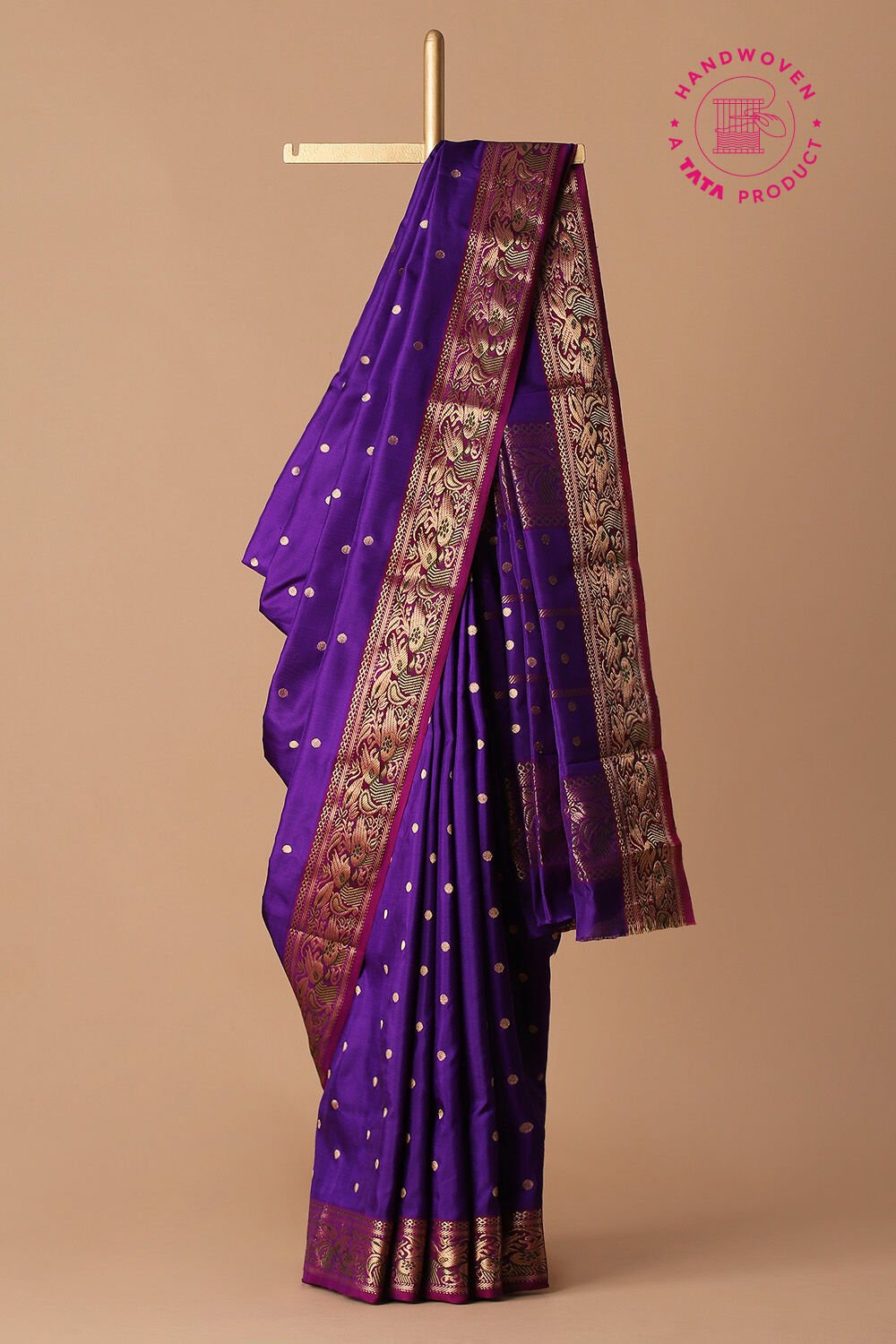 Purple Pure Silk Chanderi Saree image number null