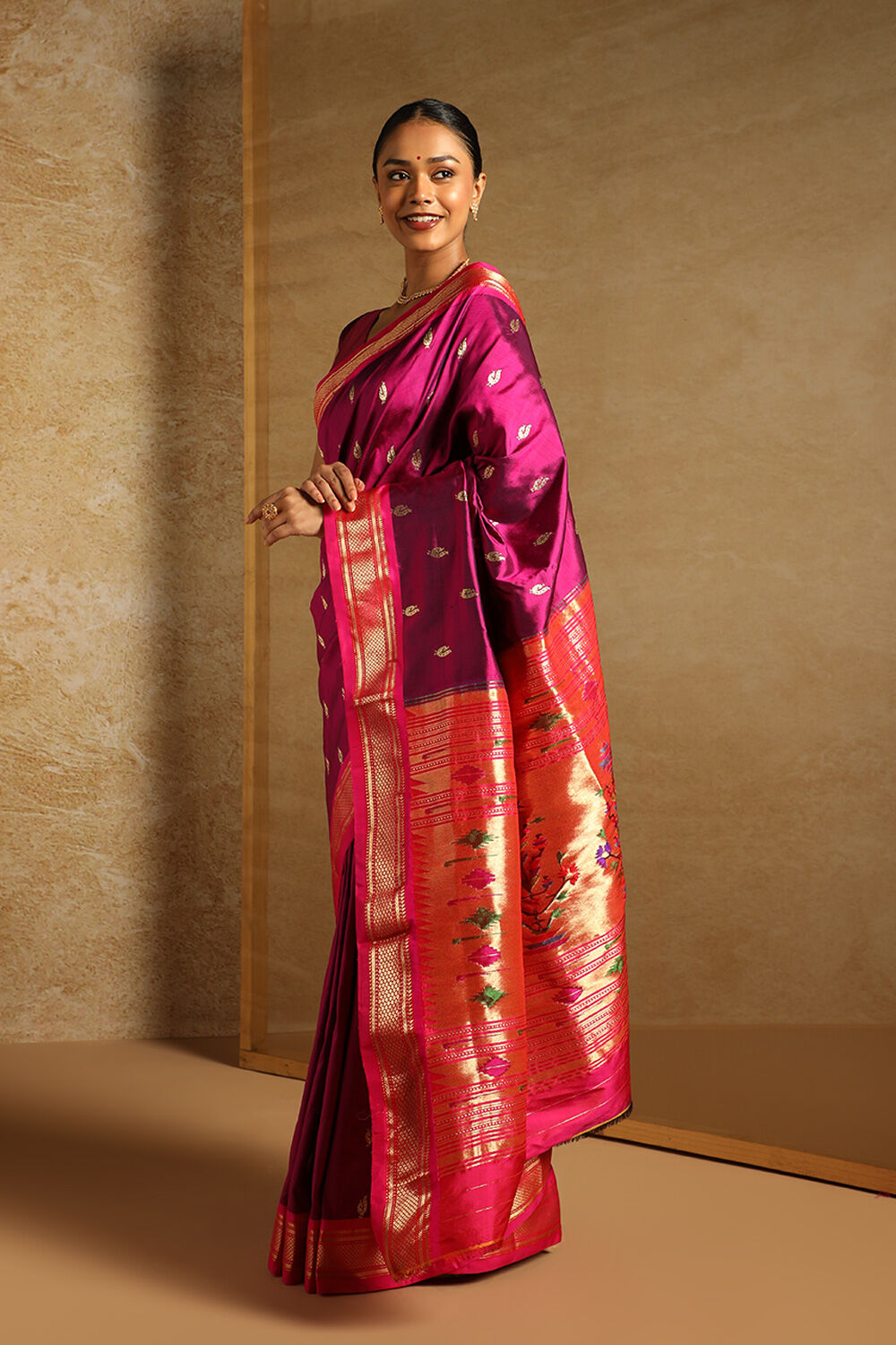 Pink Pure Silk Paithani Saree image number null