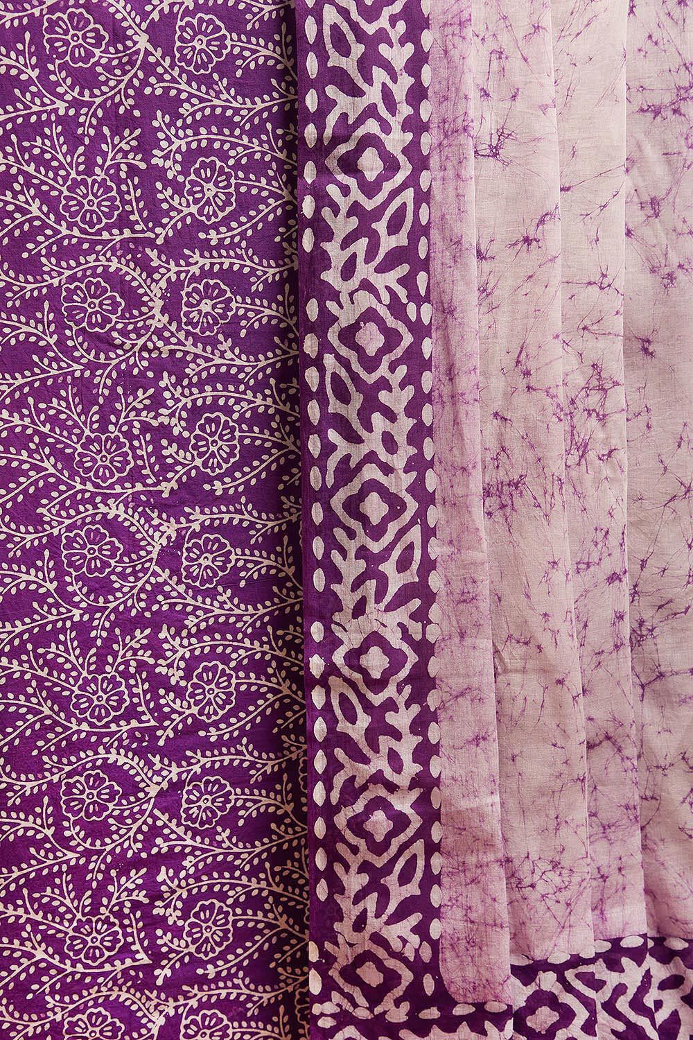 Violet Batik Pure Cotton Unstitched Suit Set image number null