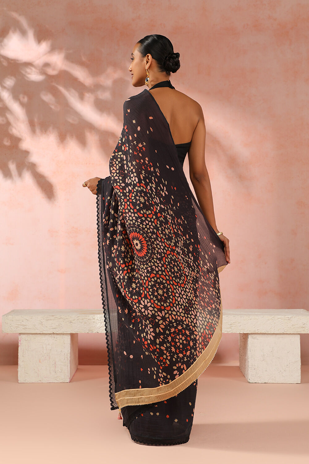Black Contemporary Pure Silk Cotton Digital Printed Saree image number null