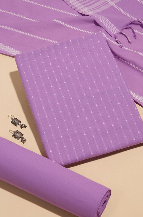 Light Violet Woven Pure Cotton Unstitched Suit Set