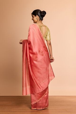 Light Pink Rajasthan Pure Silk Cotton Printed Sanganeri Saree thumbnail image number null
