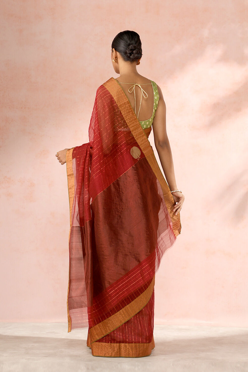 Red Chanderi Pure Silk Cotton Woven Saree image number null