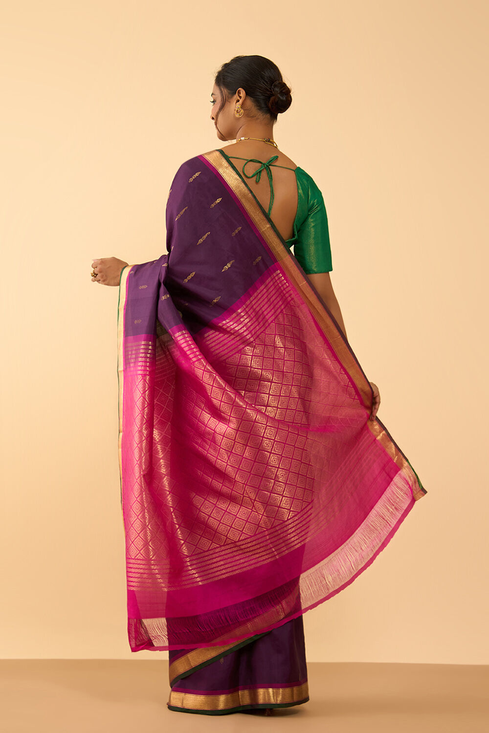 Dark Violet Woven Pure Silk Saree image number null