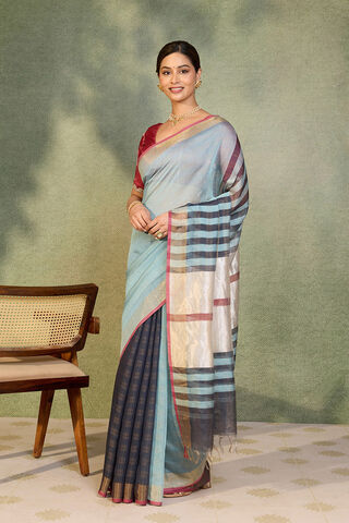 Light Blue Bhagalpur Woven Silk Viscose Saree thumbnail image number null