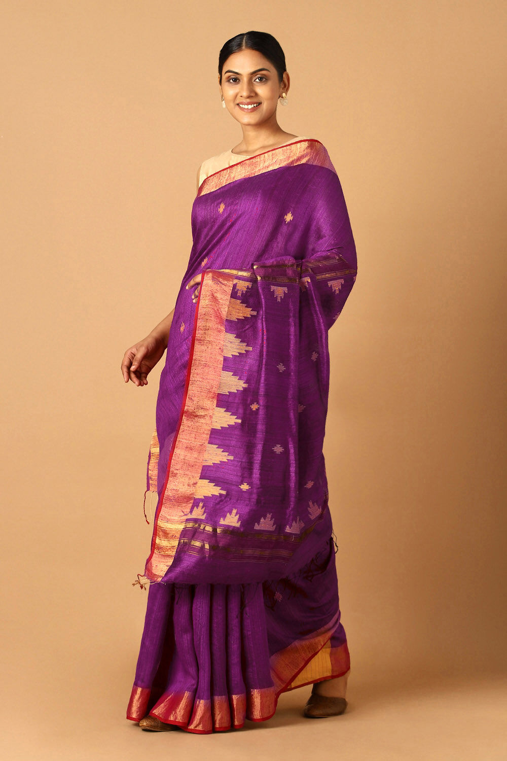 Violet Pure Silk Vanya Jamdani Saree image number null