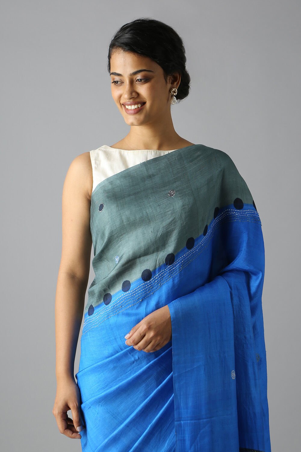 Blue Pure Silk Batik Saree image number null
