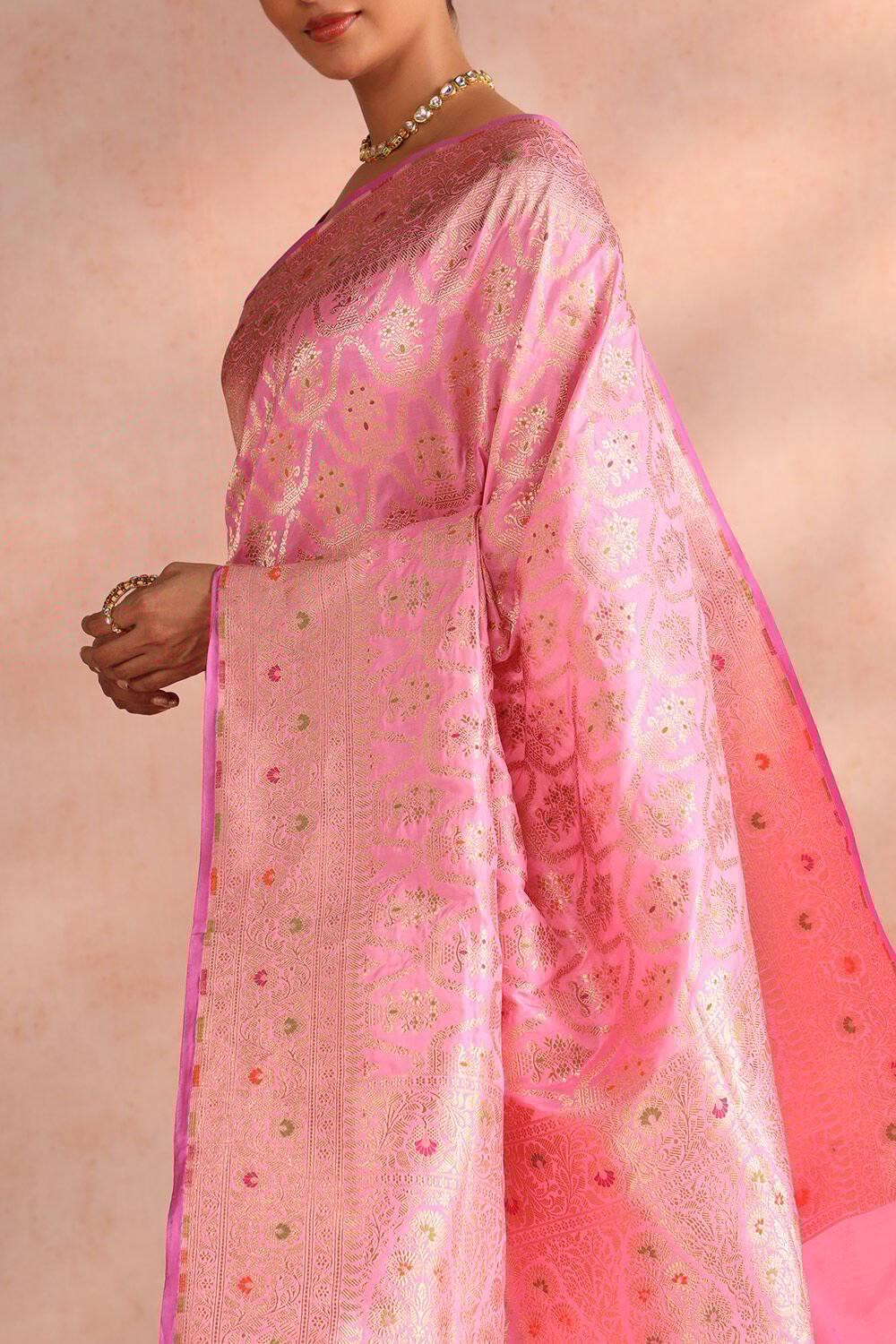 Pink Pure Silk Woven Banarasi Saree image number null