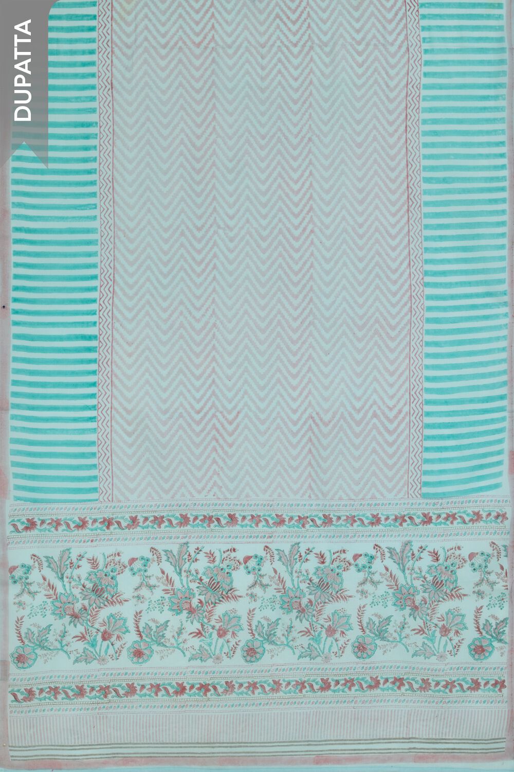 Light Blue Pure Cotton Printed Sanganeri Unstitched Suit Set image number null