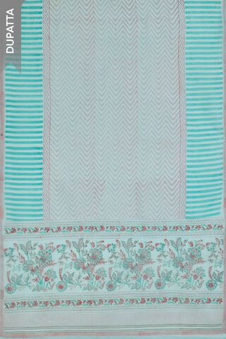 Light Blue Pure Cotton Printed Sanganeri Unstitched Suit Set thumbnail image number null