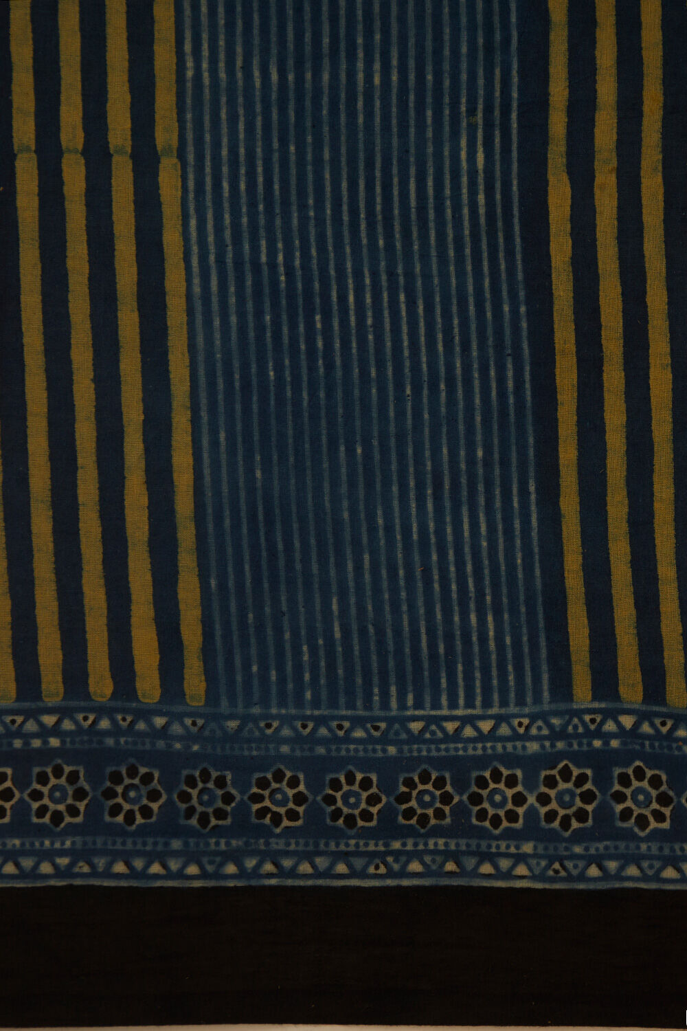 Blue Pure Cotton Ajrakh Block Print Saree image number null