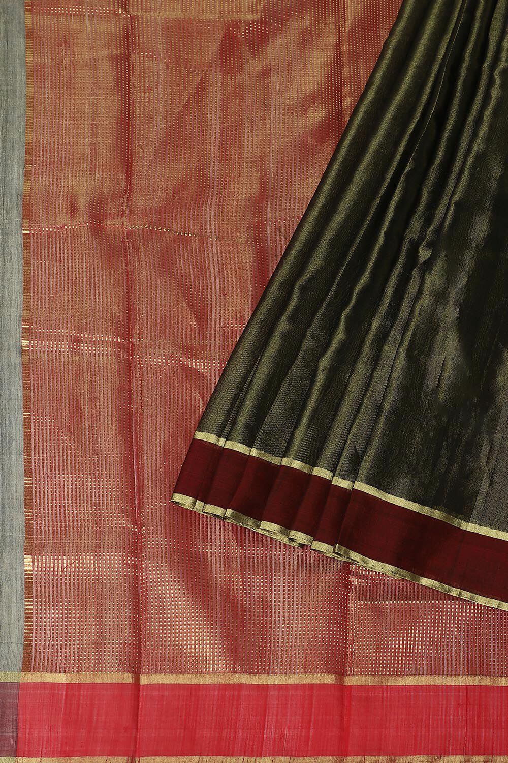 Black Pure Tissue Cotton Chanderi Saree image number null