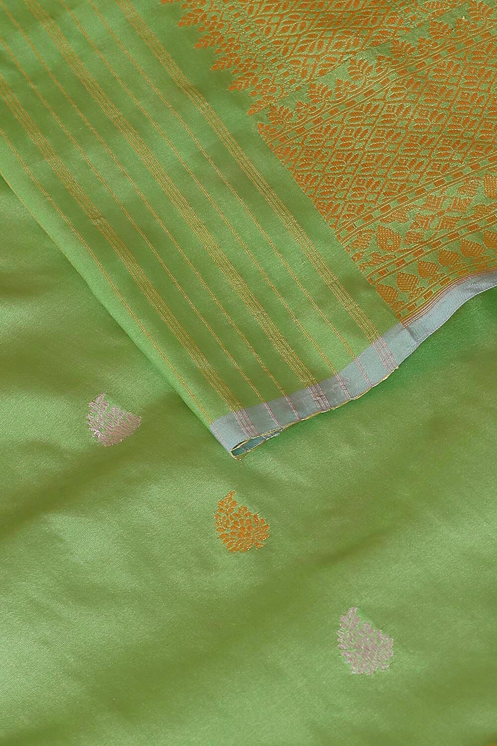Light Green Pure Silk Banarasi Saree image number null