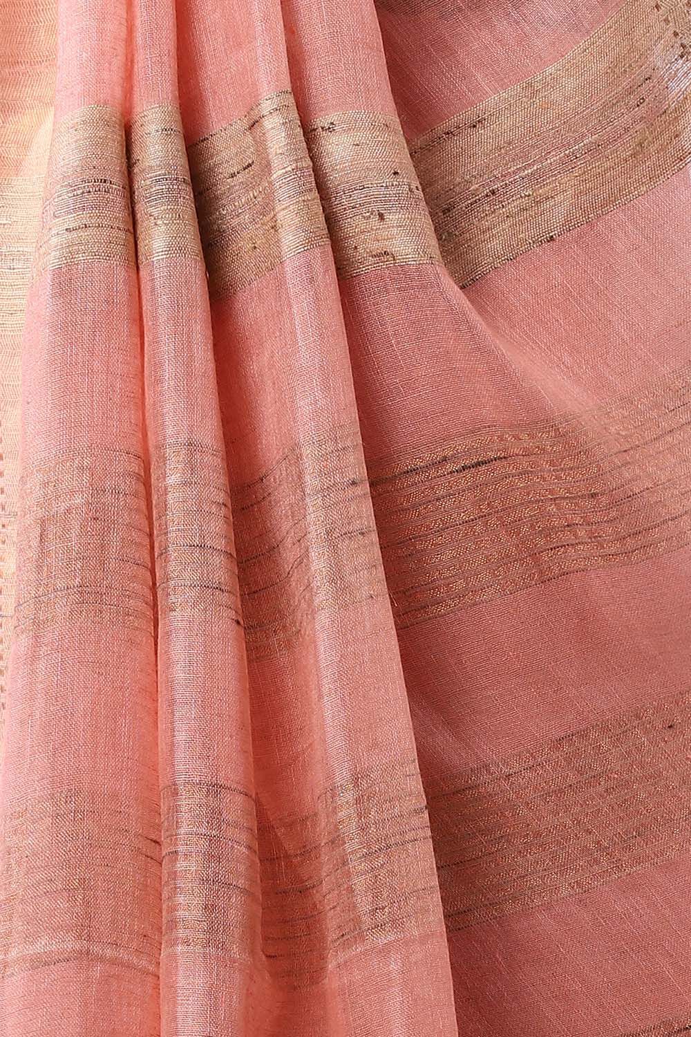 Light Orange Pure Cotton Linen Bhagalpuri Saree image number null