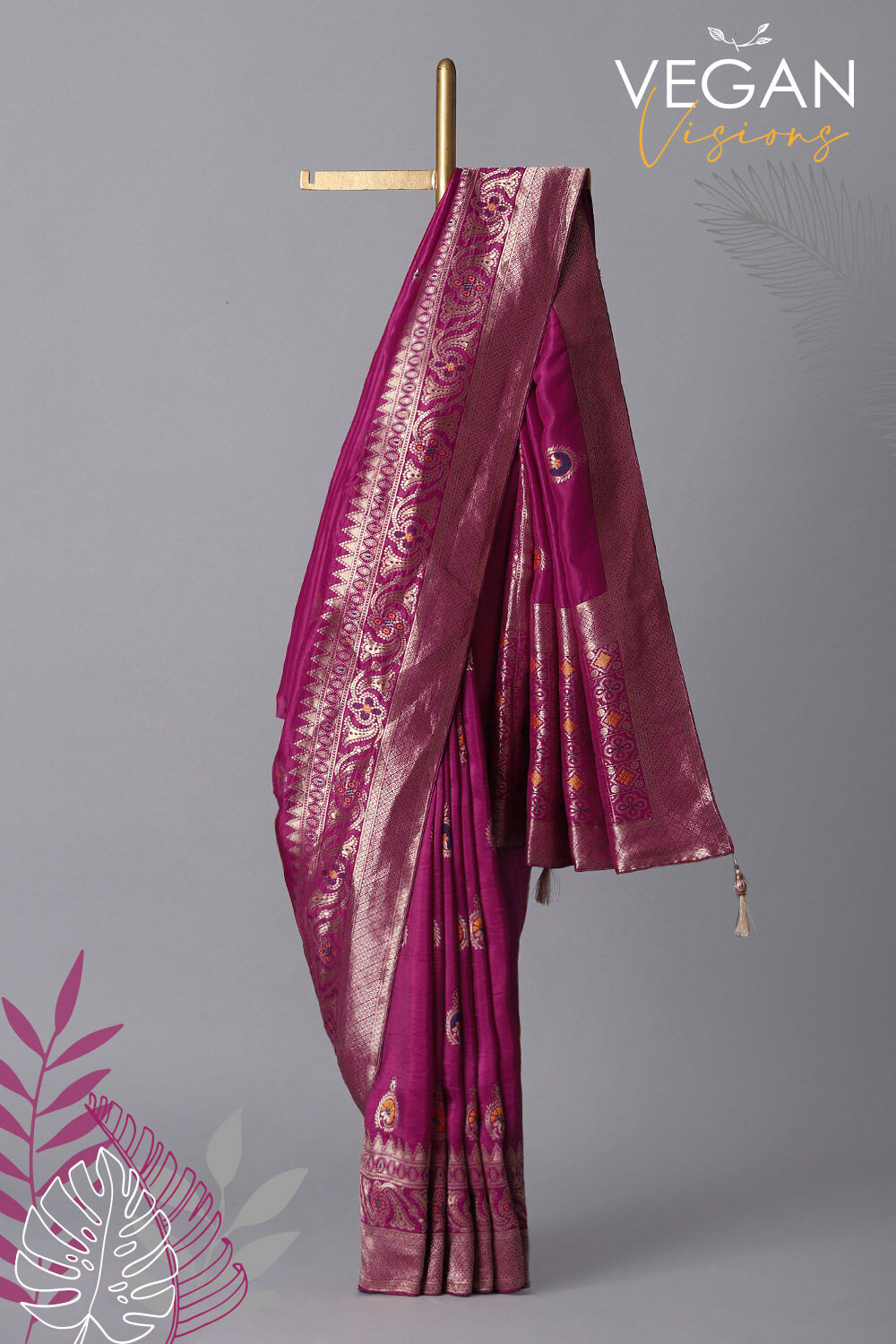 Magenta Pure Luxe Vegan Saree image number null