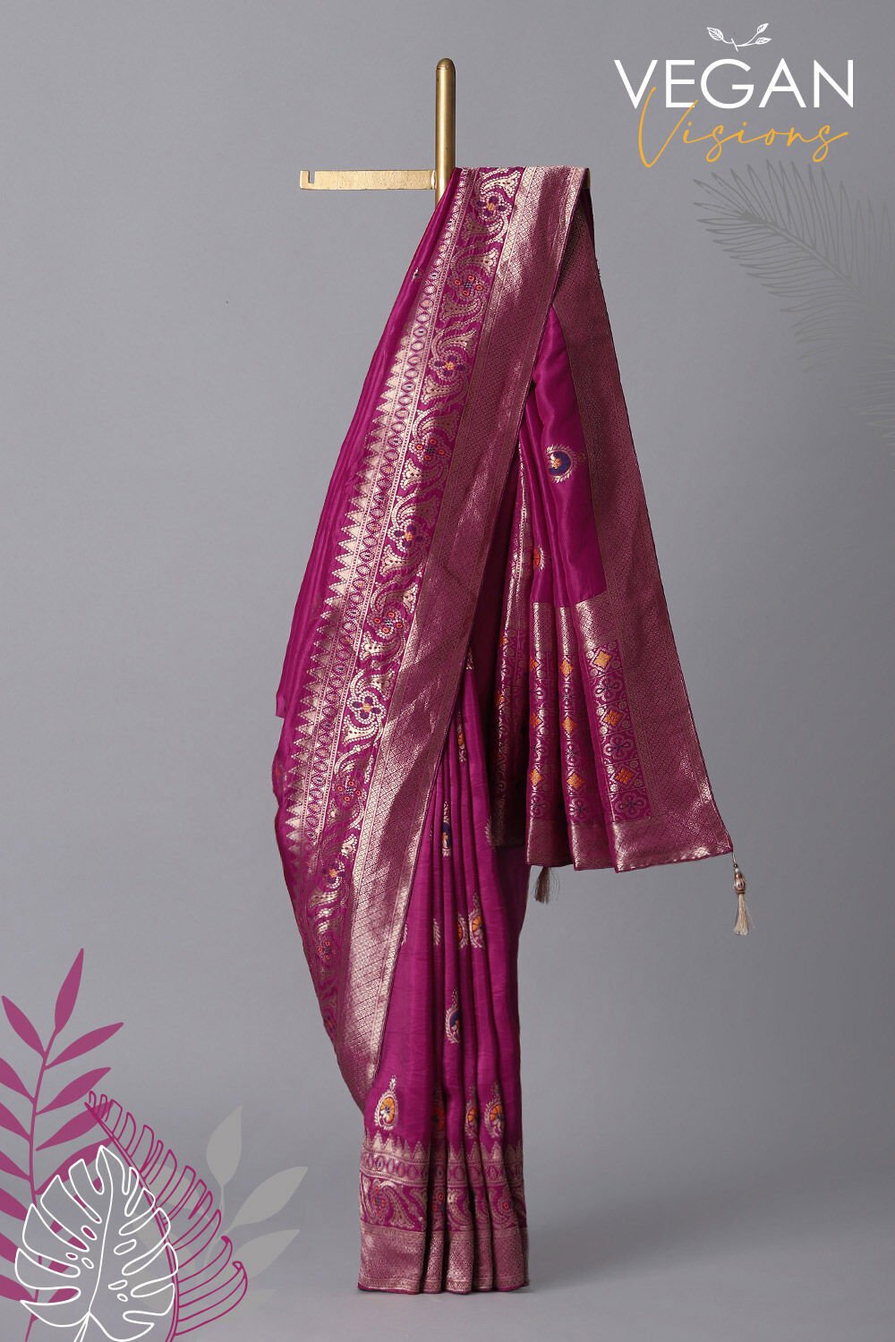 Magenta Pure Luxe Vegan Saree image number null