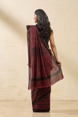 Red Bagh Block Printed Pure Cotton Saree thumbnail image number null