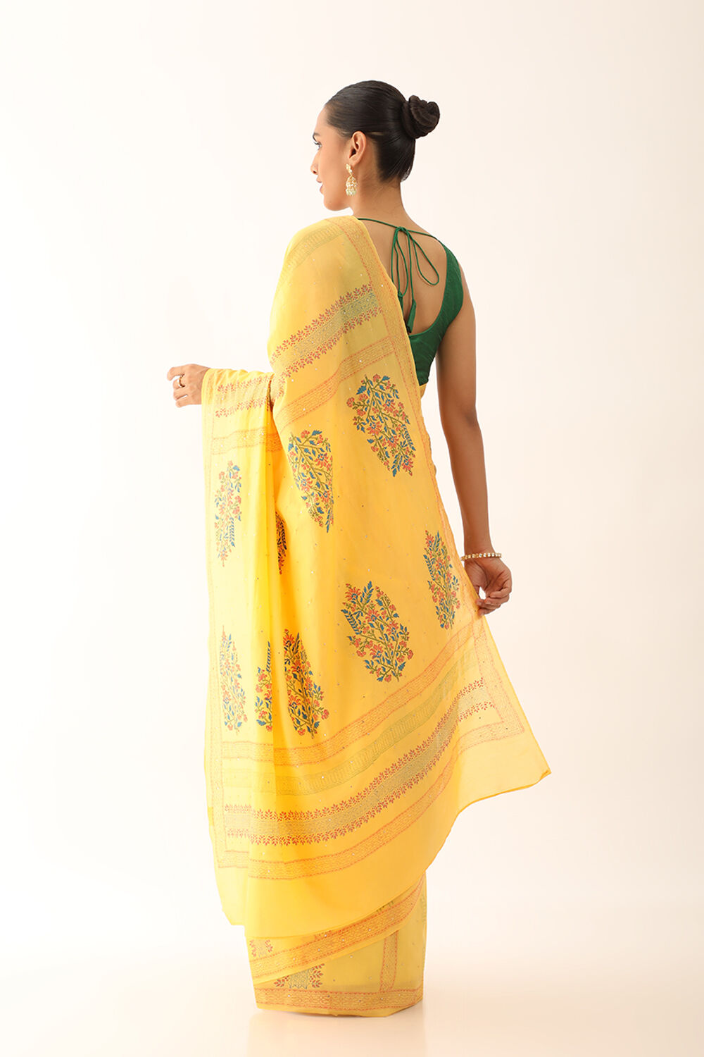 Yellow Craft Pure Silk Cotton Sanganeri Block Print Saree image number null