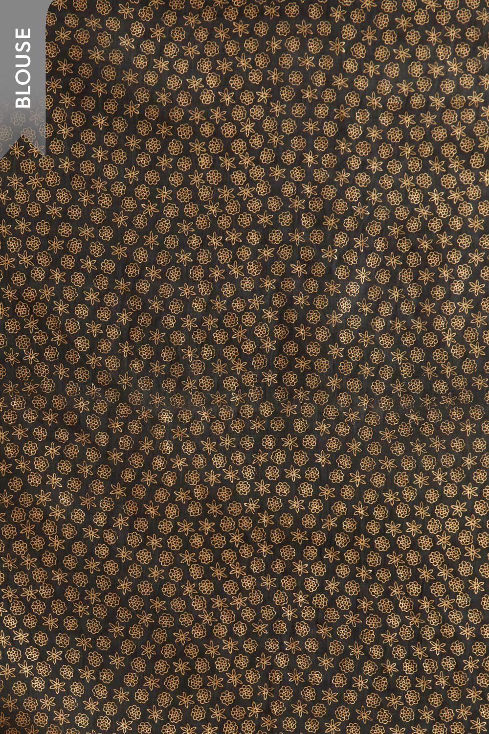 Black Block Printed Pure Silk Cotton Bengal Saree image number null