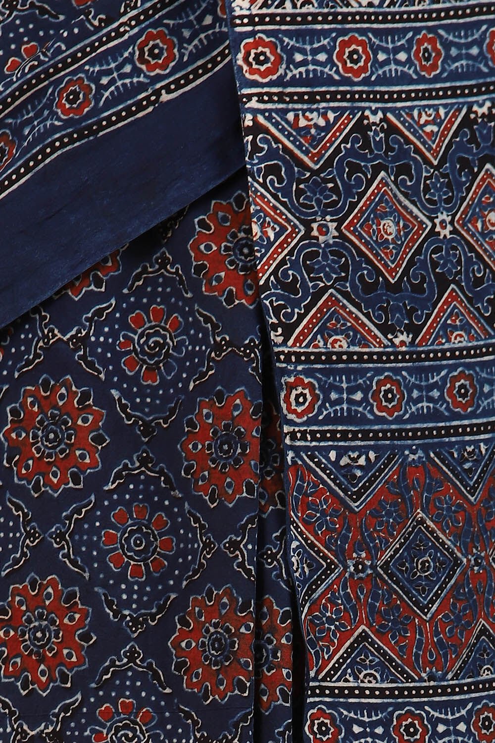 Blue Pure Cotton Ajrakh Printed Saree image number null
