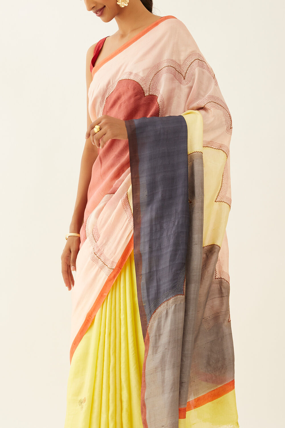 Yellow Pure Silk Hand Paint Saree image number null