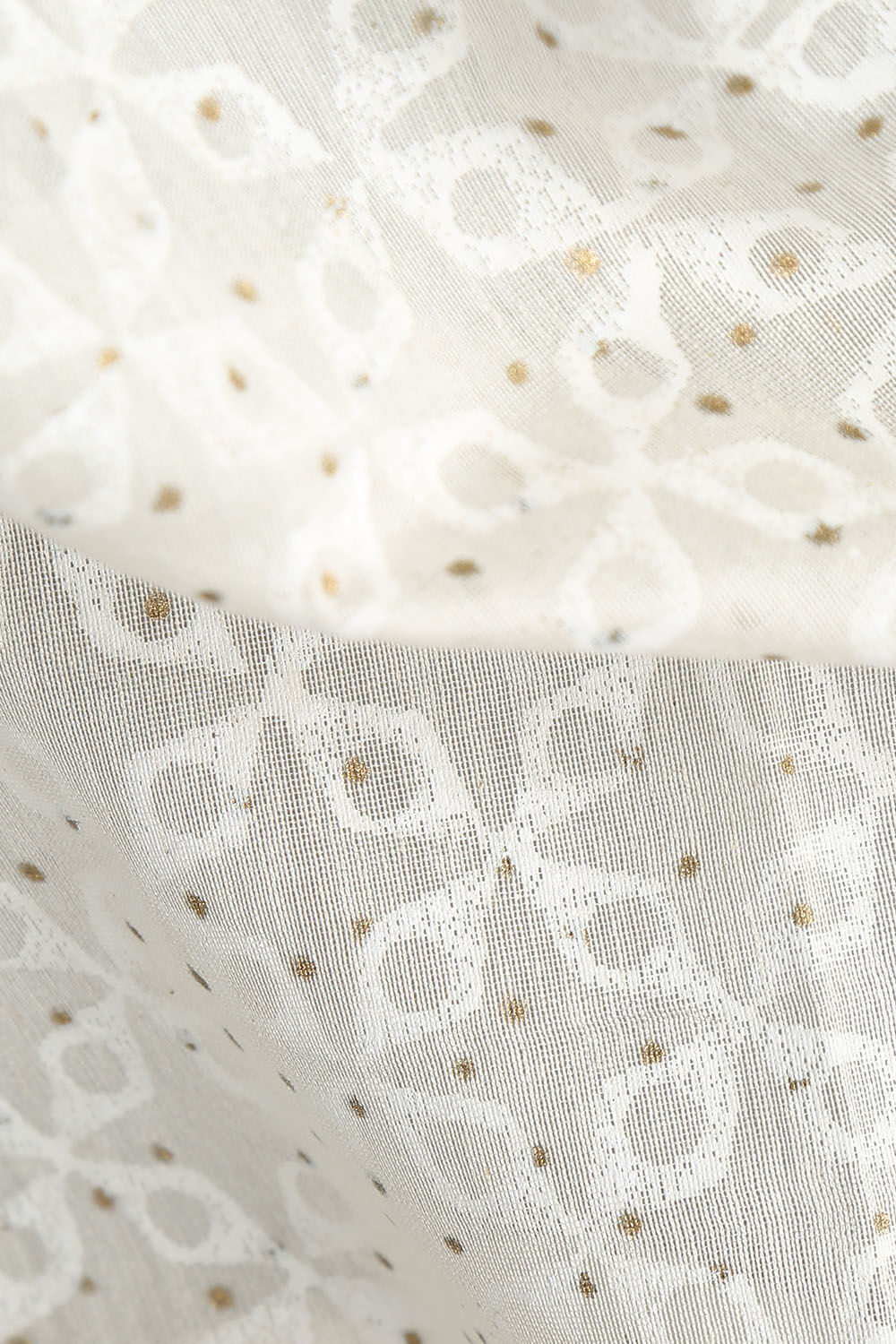 Off White Pure Silk Cotton Hand Printed Saree image number null