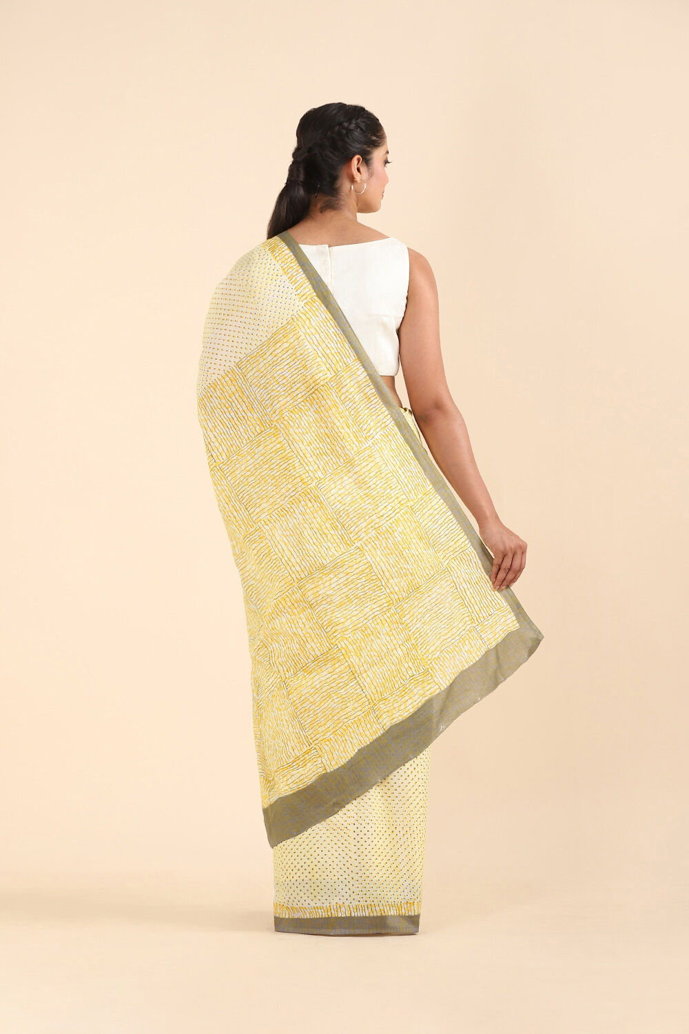 Light Yellow Pure Cotton Mulmul Printed Saree image number null