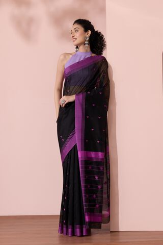 Black Chanderi Woven Pure Silk Cotton Saree thumbnail image number null