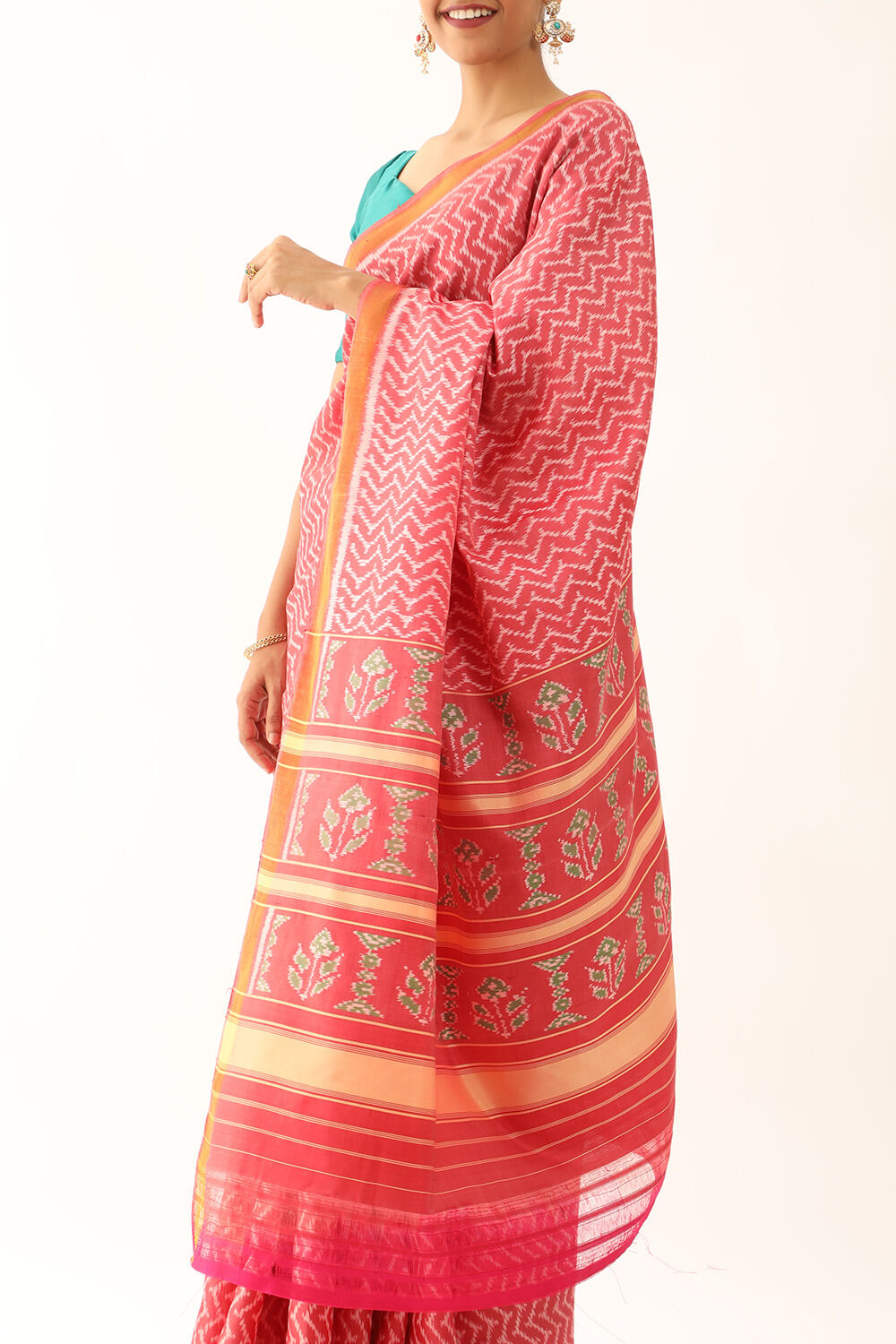 Pink Pure Silk Ikat Patola Saree image number null