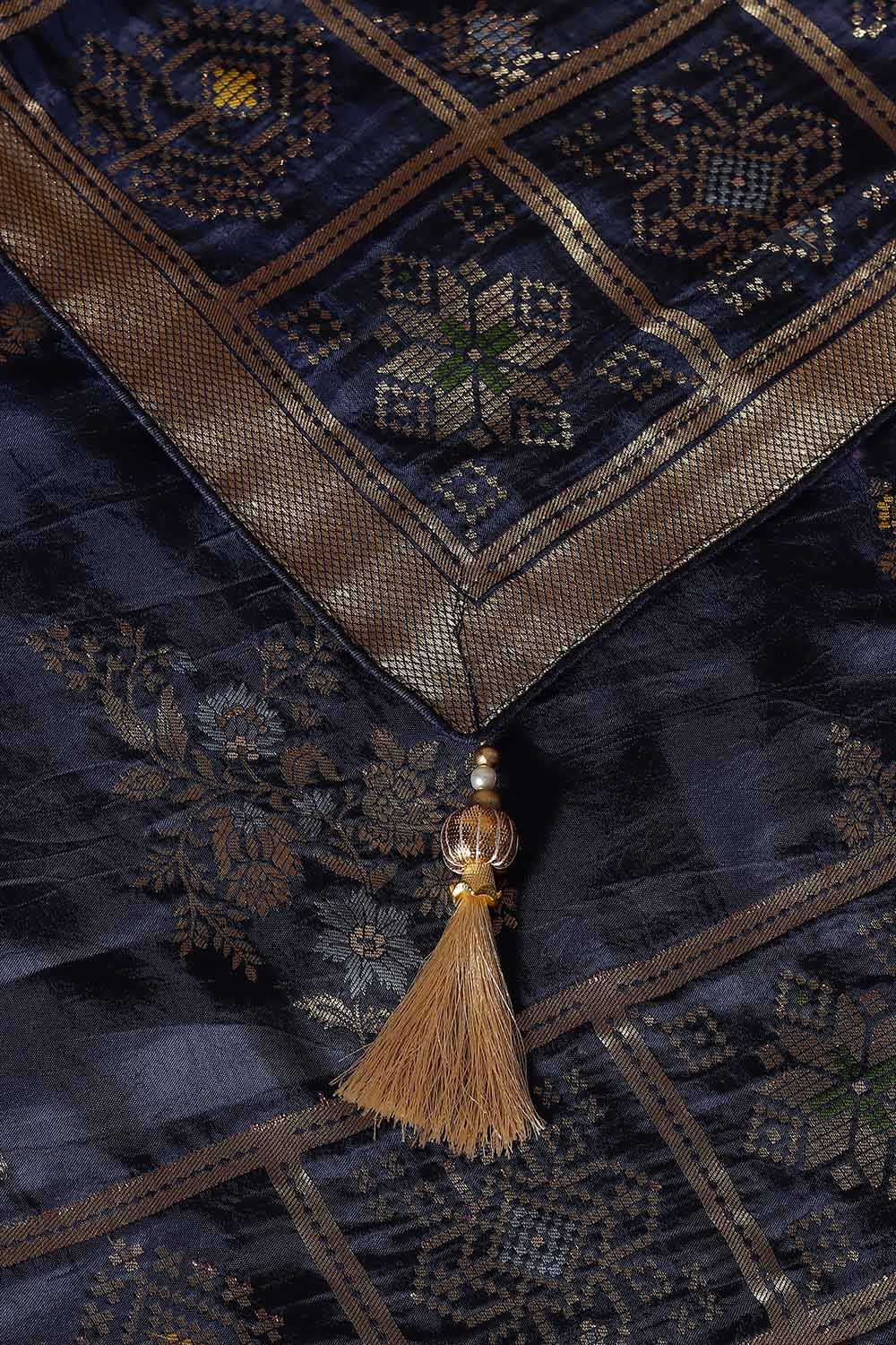 Dark Blue Luxe Woven Saree image number null