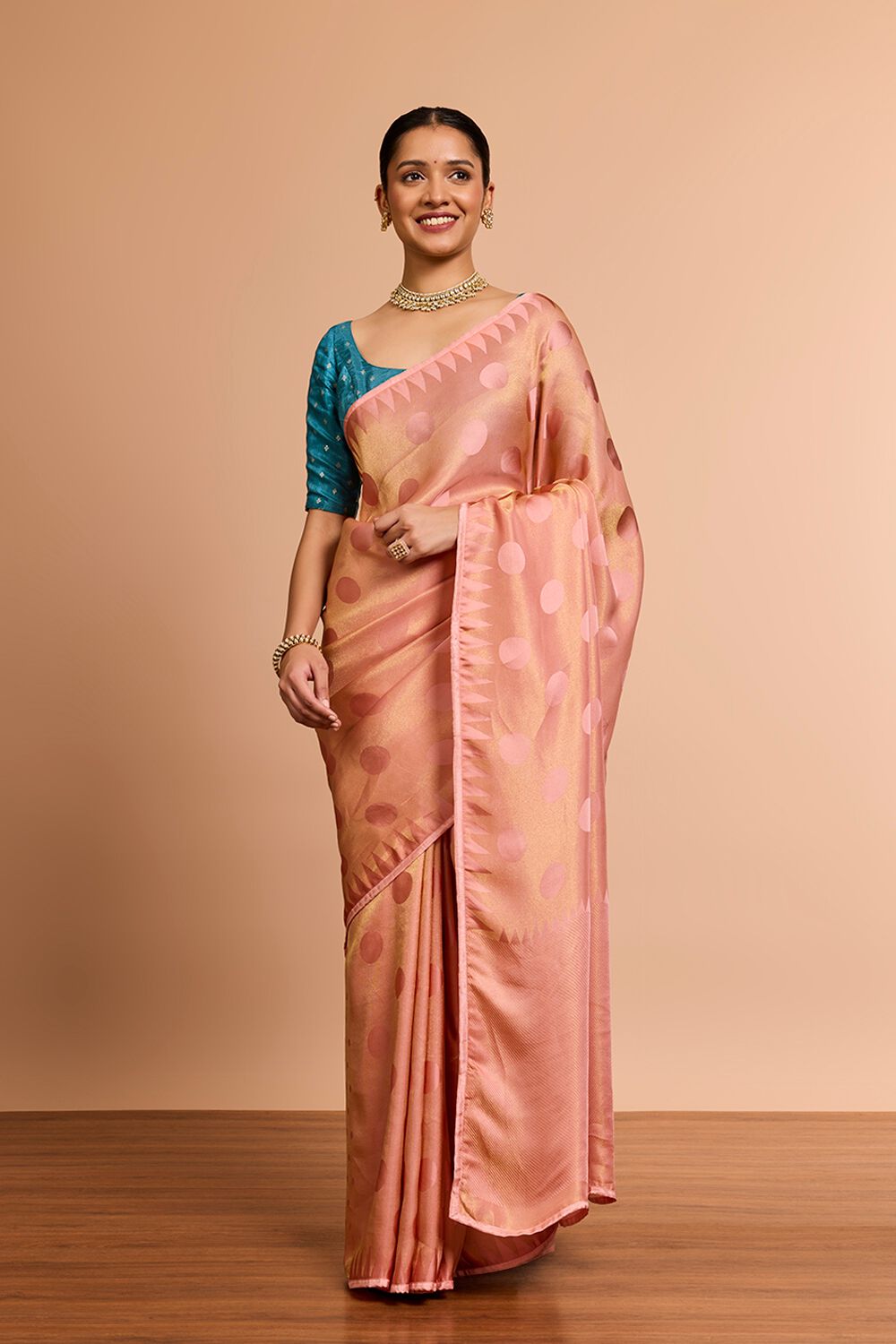 Light Pink Woven Viscose Tissue Saree image number null