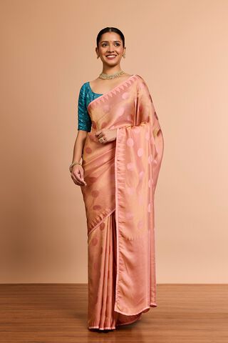 Light Pink Woven Viscose Tissue Saree thumbnail image number null