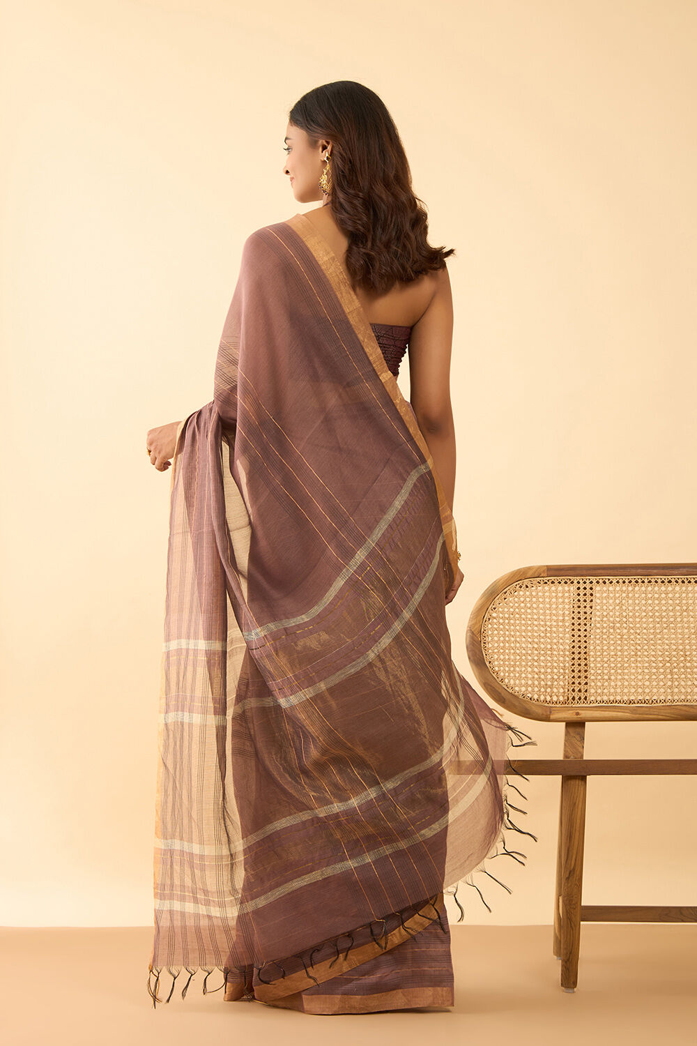 Brown Bhagalpur Woven Silk Viscose Saree image number null