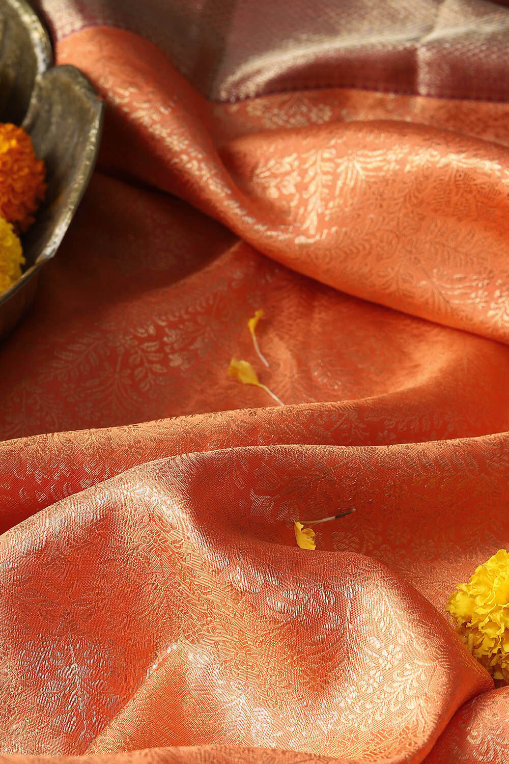 Orange Pure Silk Kanjivaram Saree image number null
