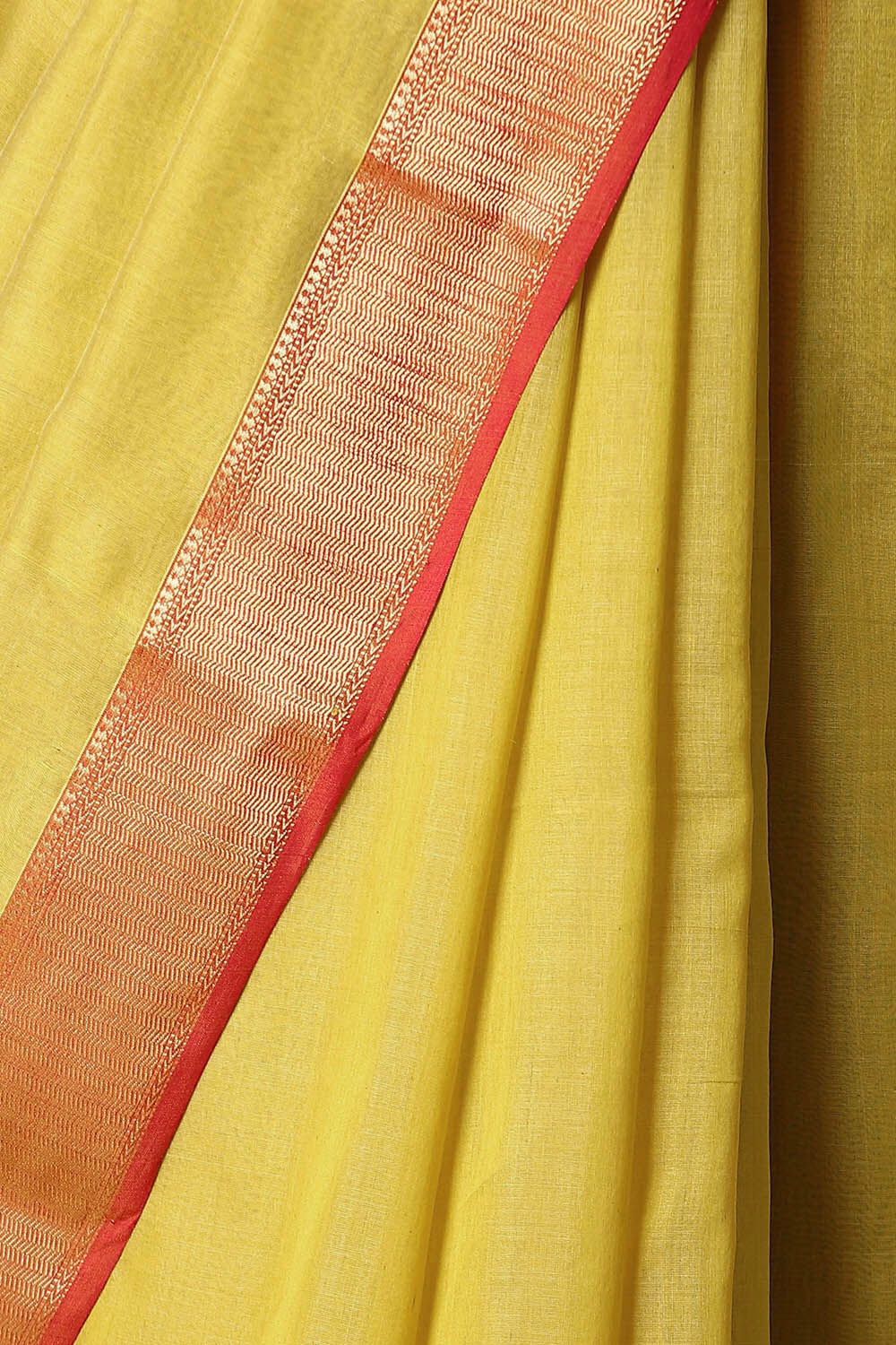 Yellow Pure Silk Cotton Maheswari Saree image number null
