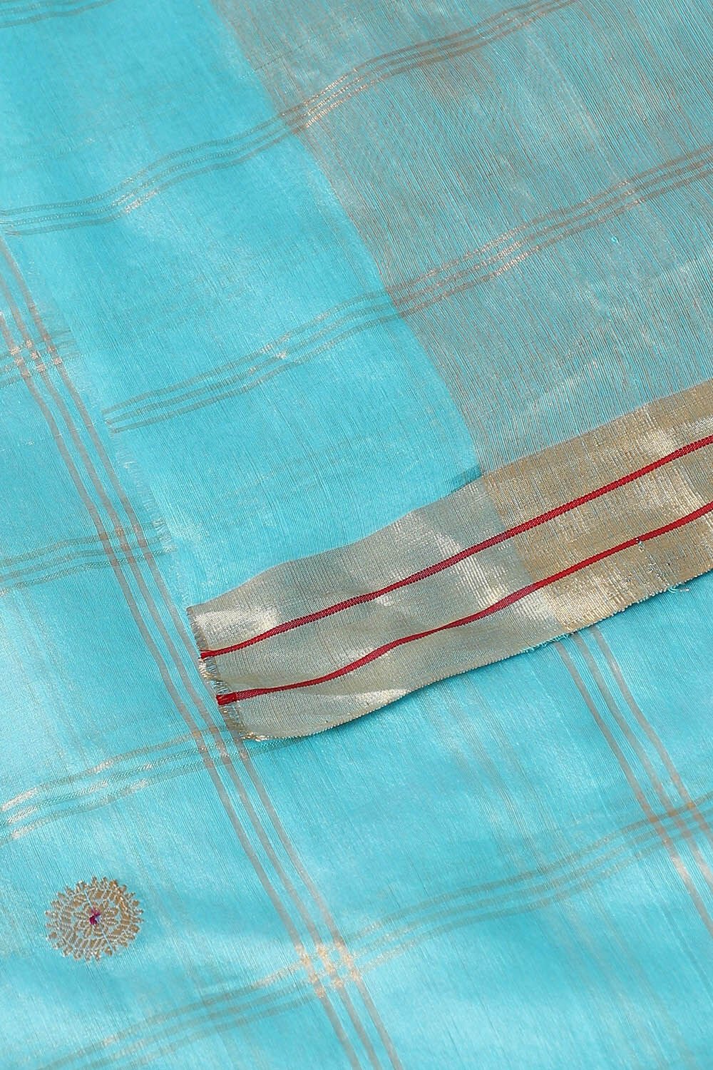Light Blue Pure Silk Cotton Chanderi Saree image number null