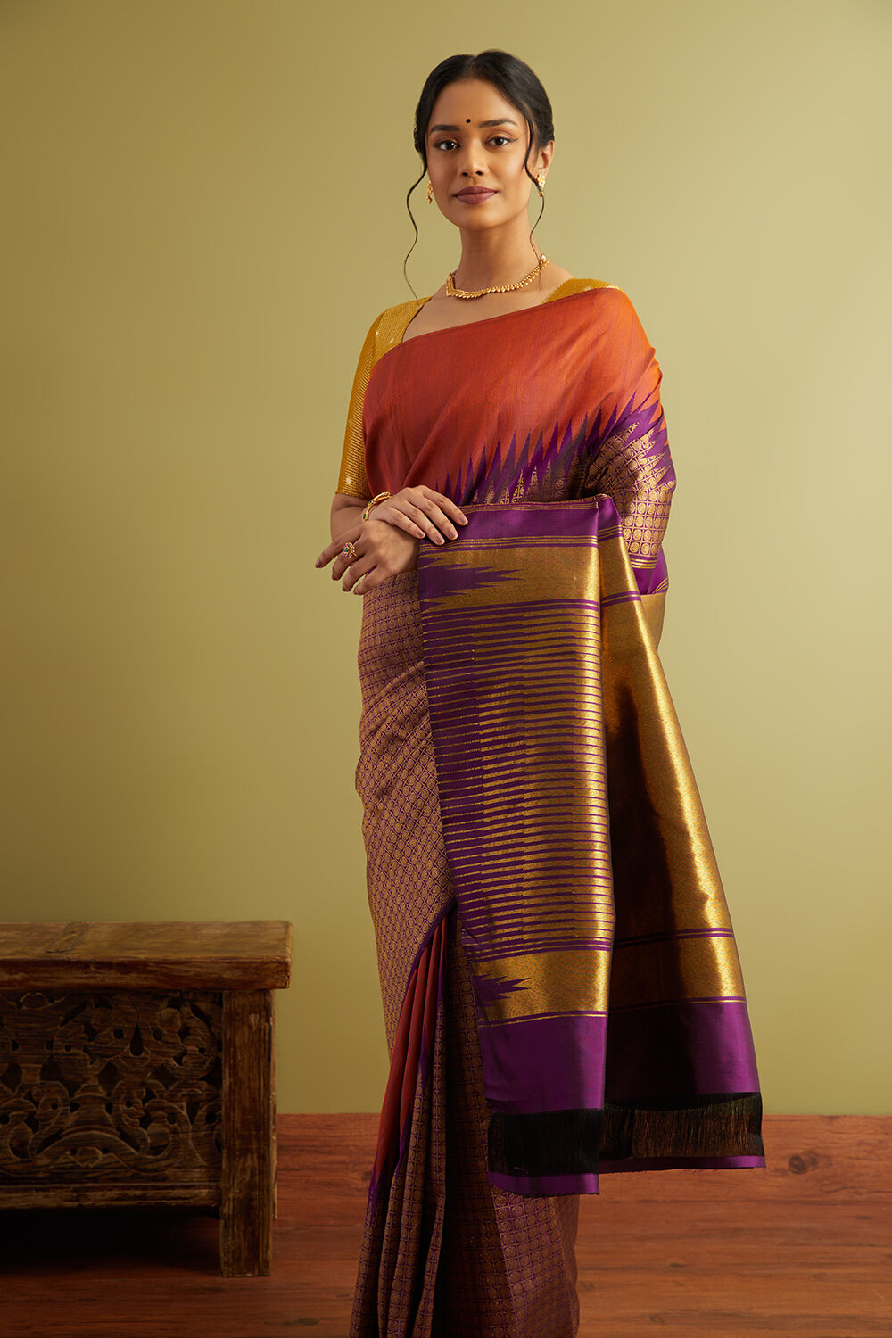 Violet Woven Pure Silk Kanjivaram Saree image number null