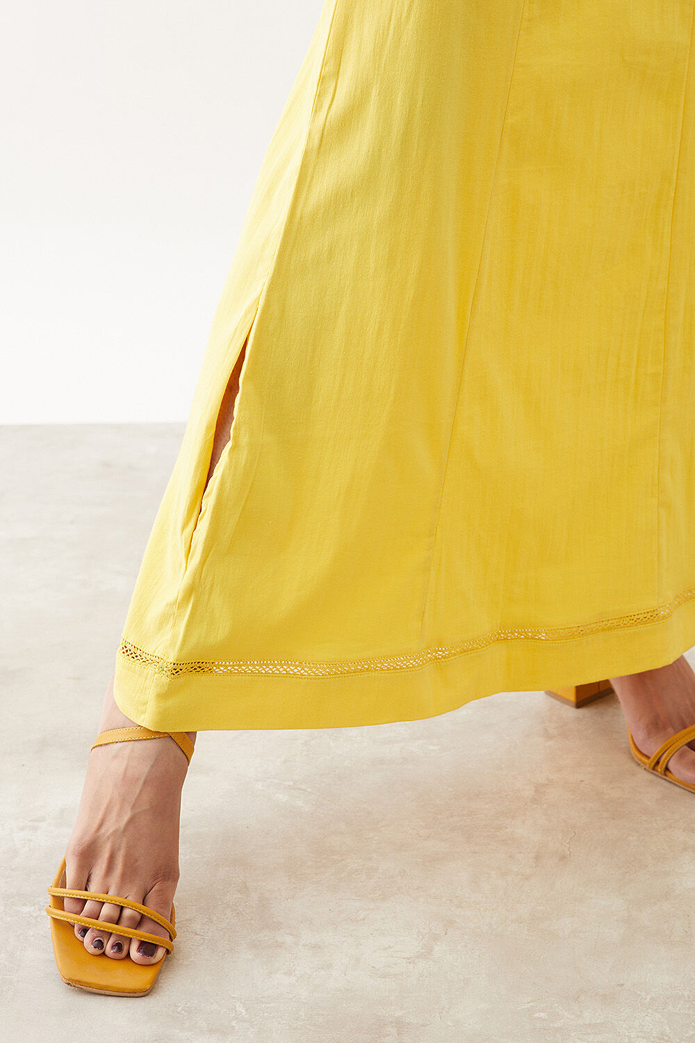 Yellow Woven Cotton Lycra Skirt image number null