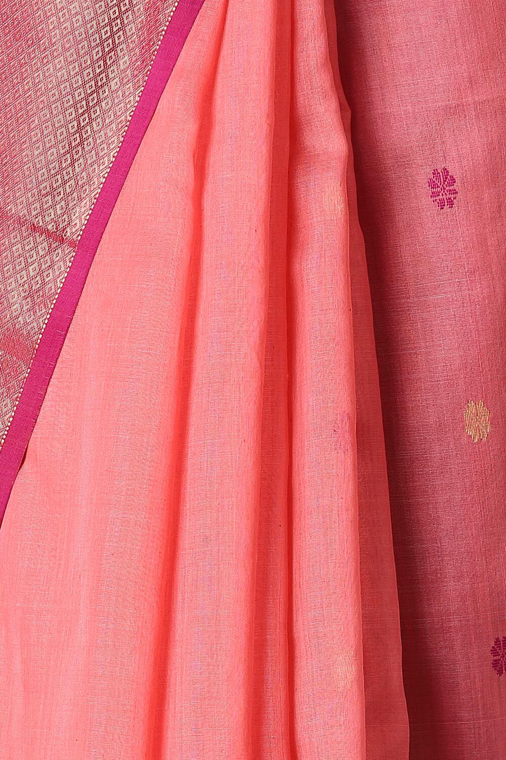 Pink Pure Silk Cotton Maheswari Saree image number null