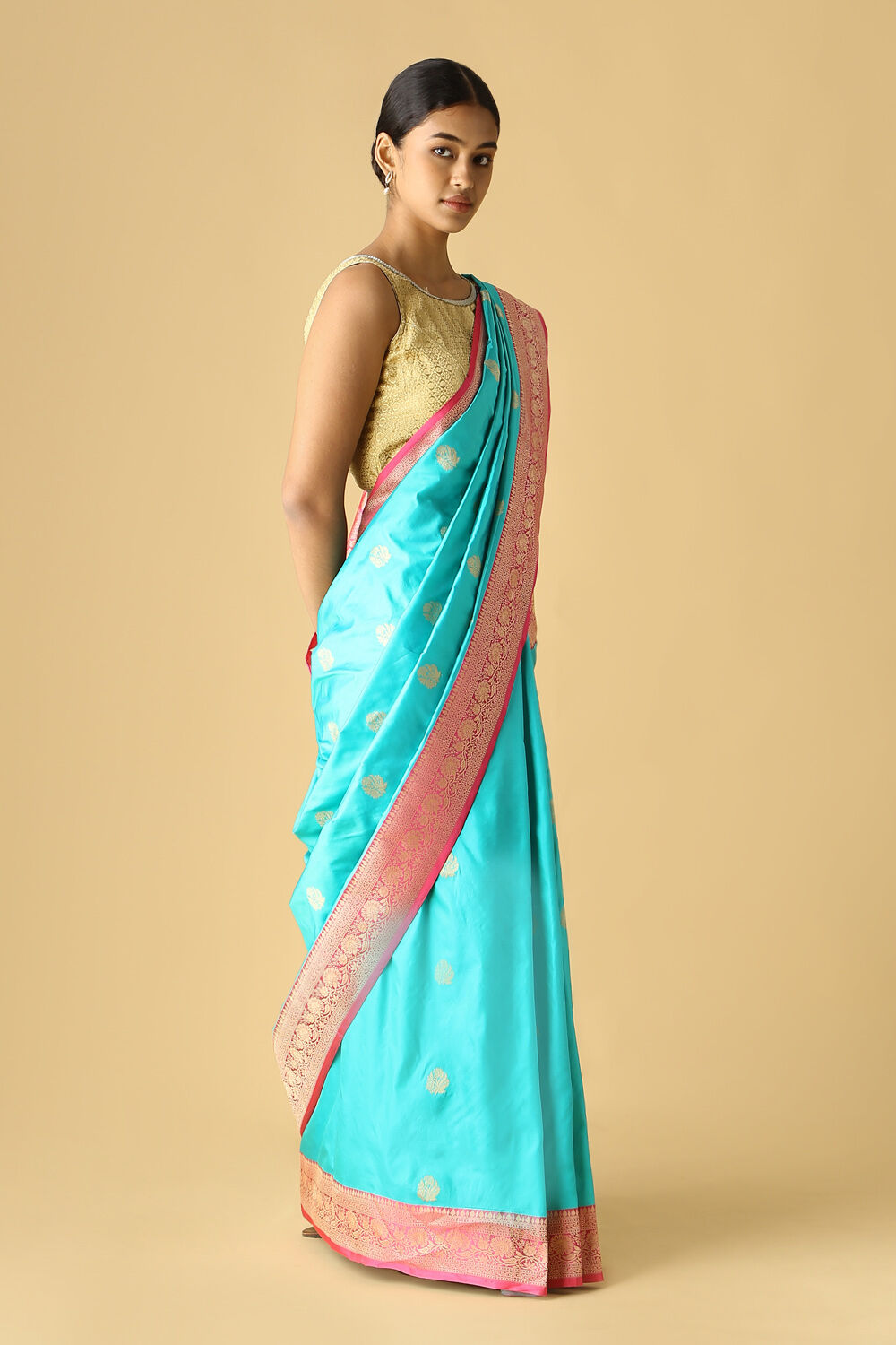 Light Green Pure Silk Banarasi Saree image number null