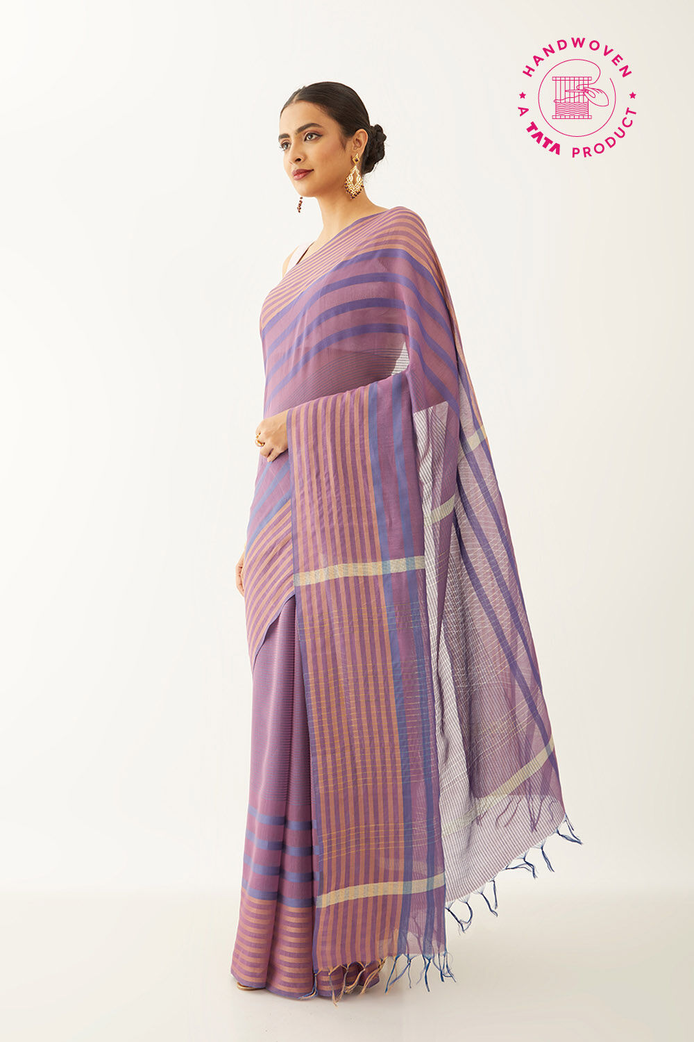 Light Violet Silk Viscose Woven Bhagalpuri Saree image number null