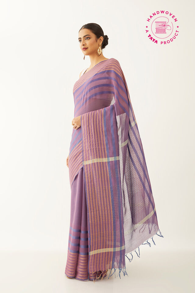 Light Violet Silk Viscose Woven Bhagalpuri Saree