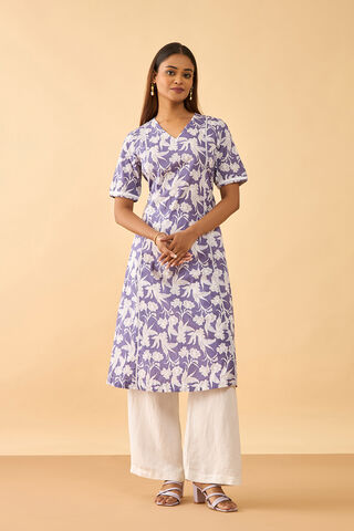 Violet Screen Printed Pure Cotton Kurta thumbnail image number null