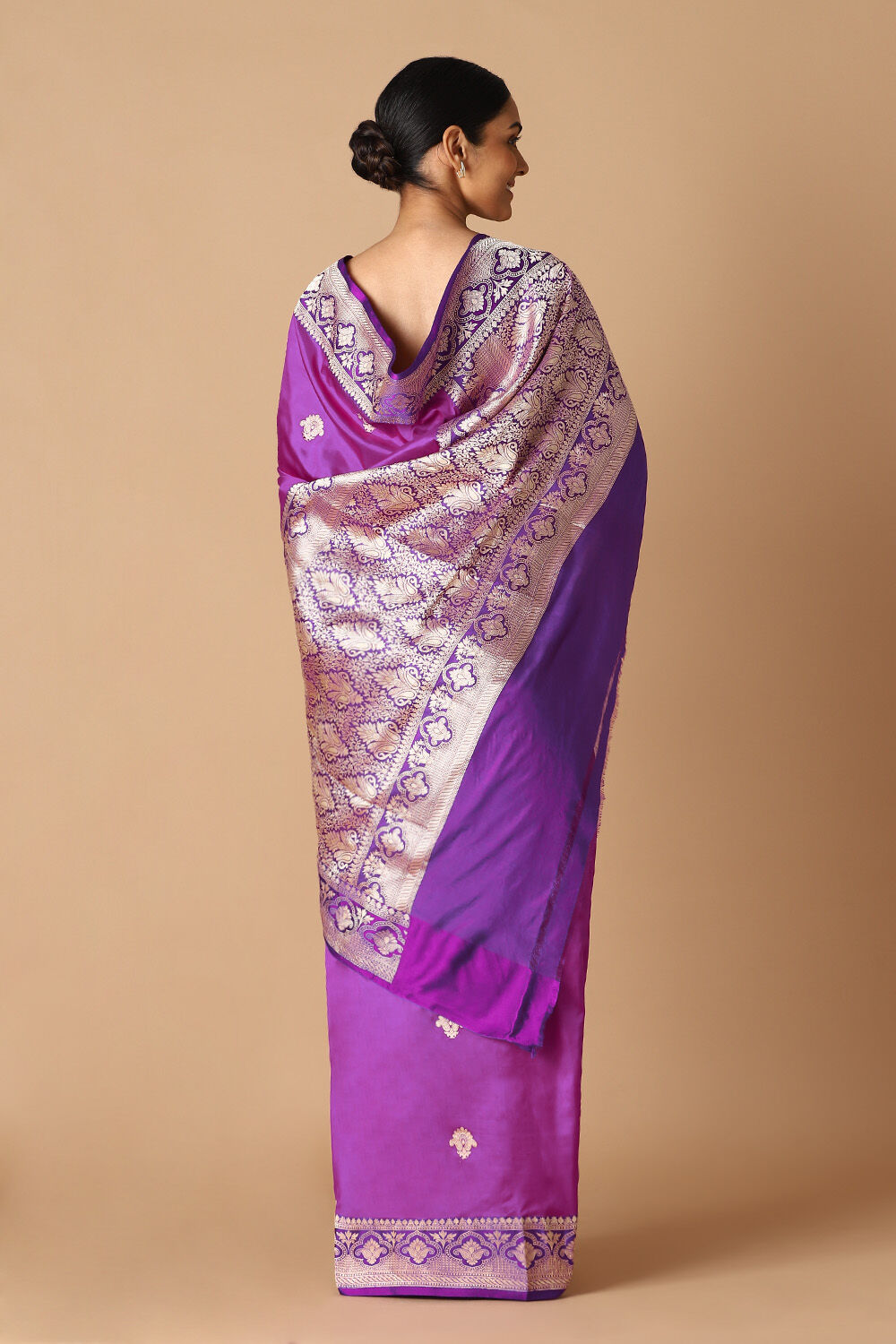 Violet Pure Silk Banarasi Saree image number null