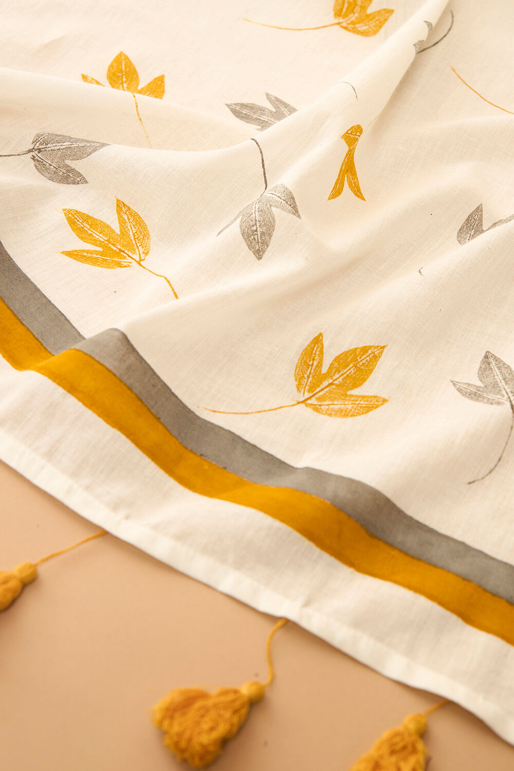 Off White Maharashtra Printed Khadi Cotton Saree image number null