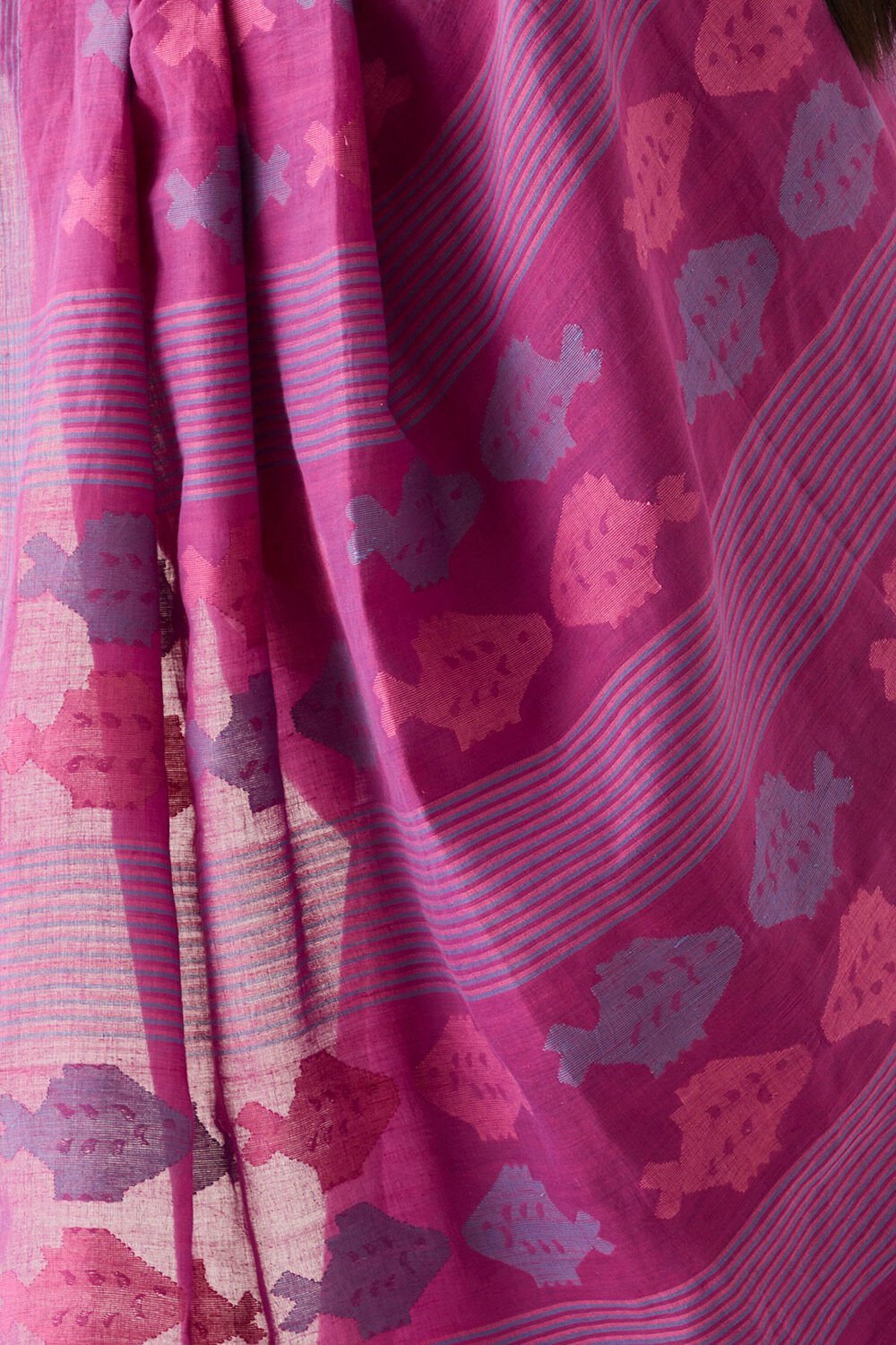 Violet Pure Cotton Jamdani Saree image number null
