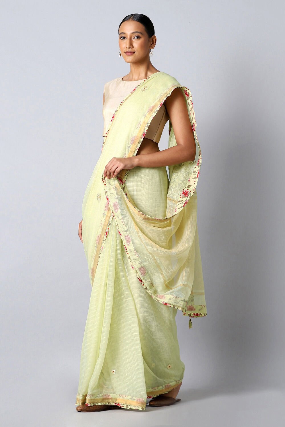 Light Green Pure Silk Kota Printed Saree image number null