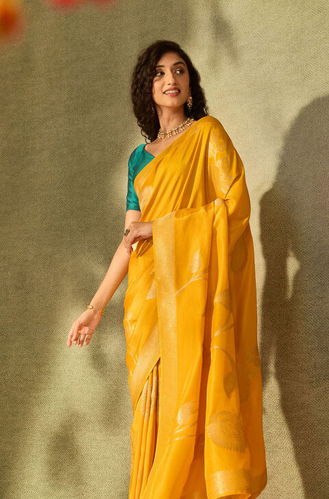 Yellow Pure Viscose Woven Saree