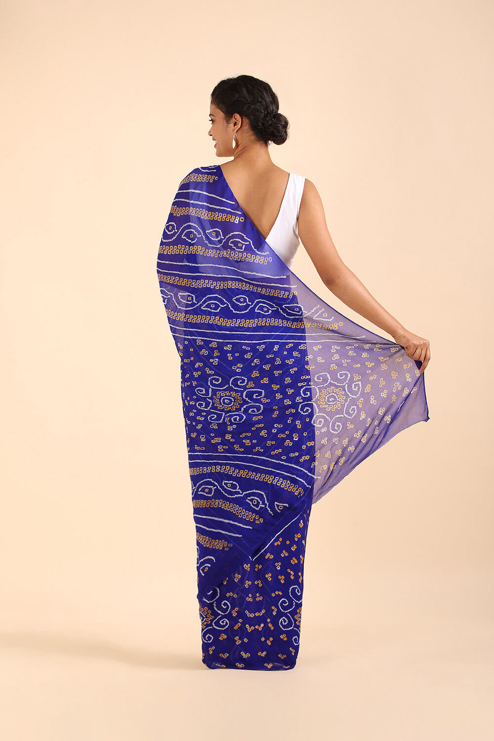 Blue Pure Georgette Bandhani Saree image number null